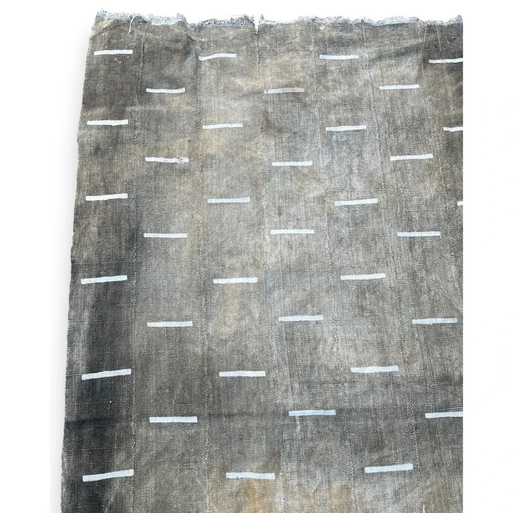 Vintage African Mudcloth Fabric Textile Brown Ivory Faded Mud Cloth Cotton 64x40